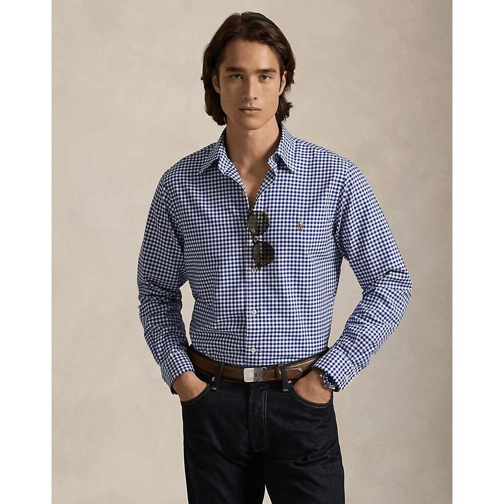Polo Ralph Lauren Royal Blue Classic Fit Gingham Oxford Shirt Men's Size XXL